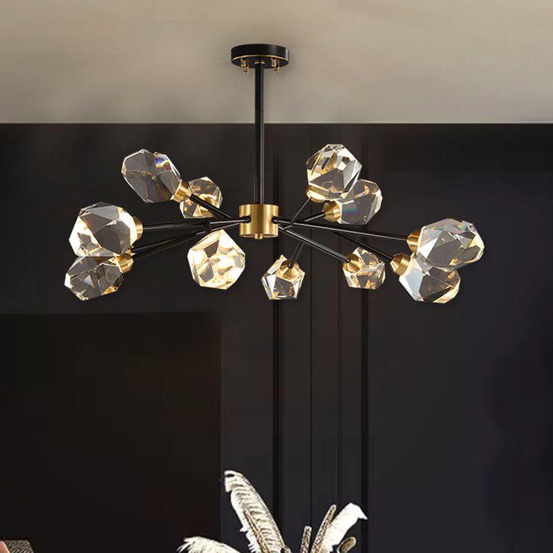 Éclairage de pendentif à cristal clair à 9 bulbs