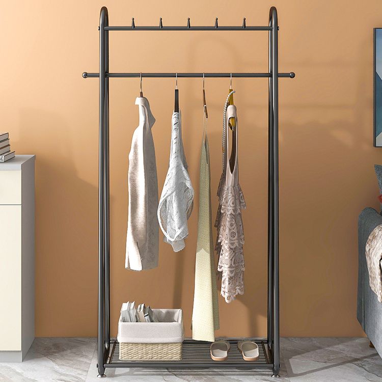 Modern Free Standing Storage Shelve Metal Coat Rack with Hooks