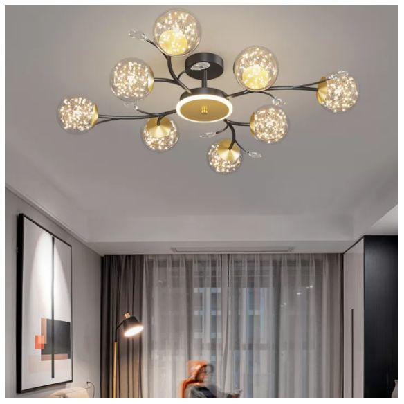 Branching Semi Flush Mount Lighting Nordic Clear Glass Living Room LED Ceiling Light