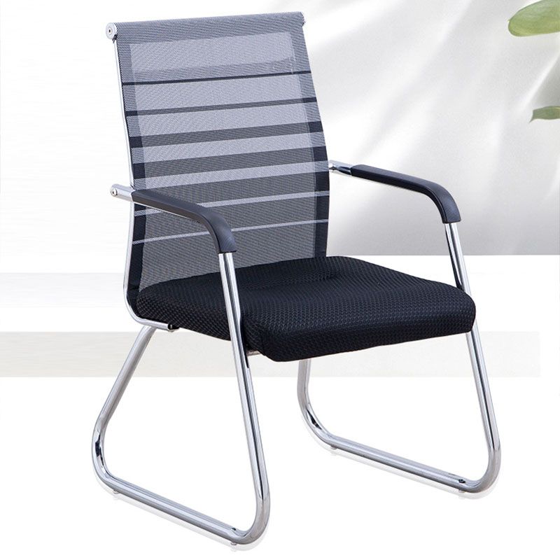 Modern Fixed Arms Office Chair Mesh Lumbar Support Mid-Back Office Chair