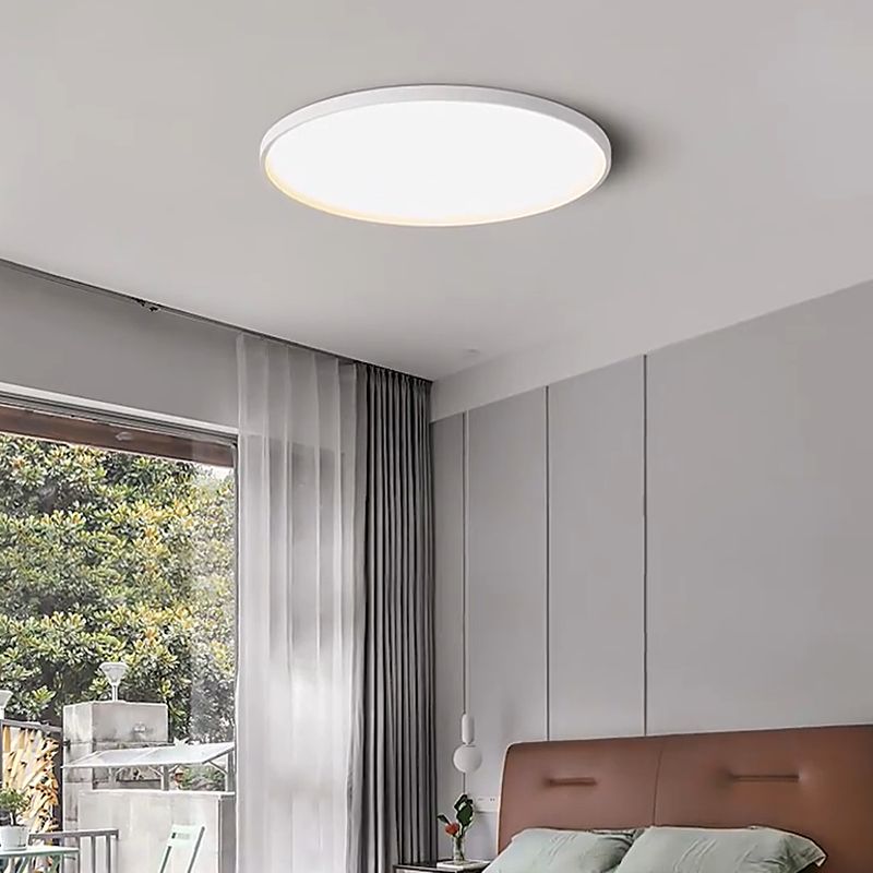 White Ceiling Light Fixture Simple Circle LED Flush Mount for Bedroom