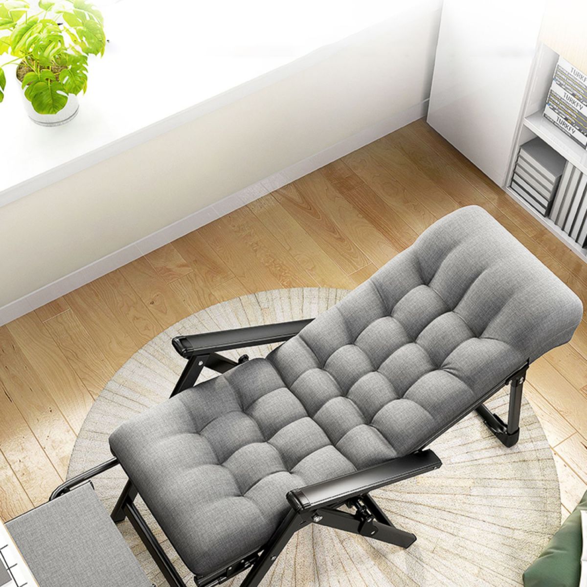 Contemporary Metal Base Recliner Chair with Arms and Position Lock Back