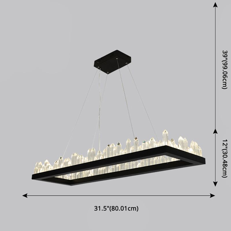 Chandelier LED minimaliste Crystal Stick Stick Room Hanging Light en noir