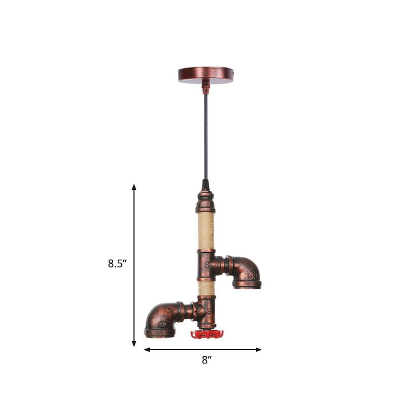 Rohrkorridor hängende Kronleuchter Industrieeisen 2 Leuchten Rost Finish LED Hängnisanhänger Lampe