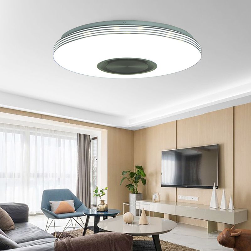 Acrylic Circle Ceiling Light Fixture Simple LED Bluetooth Ceiling Flush in White