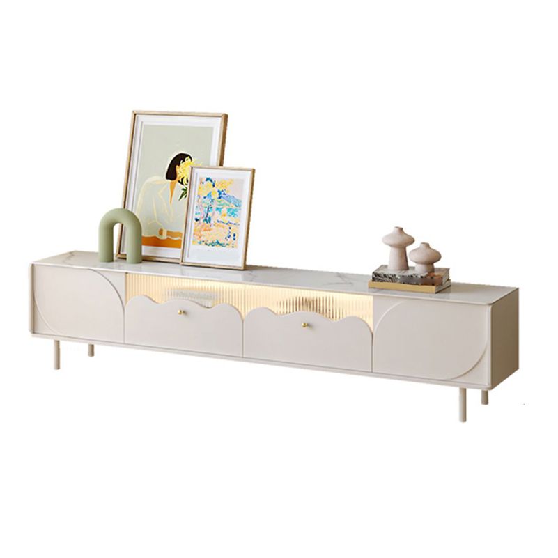 Contemporary Media Console Stone TV Media Console with Doors