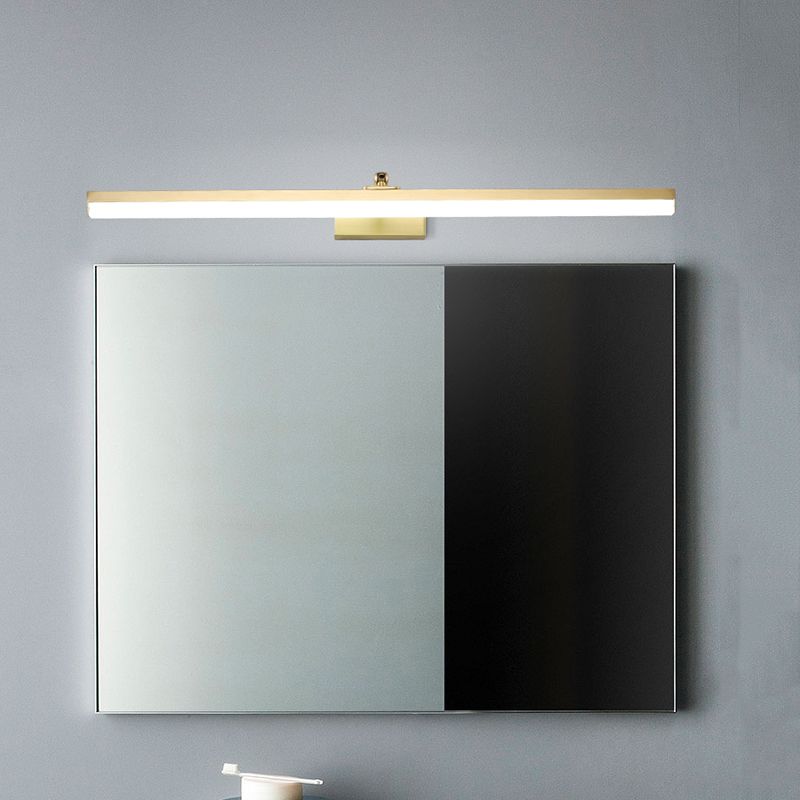 Linear Shade Metal Wall Sconce Modern Style Single Light Mirror Wall Mounted Light in Gold