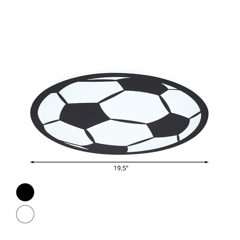 Black/White Football Flush Light Kids LED Acrylic Flush Mount Recessed Lighting for Boys Bedroom