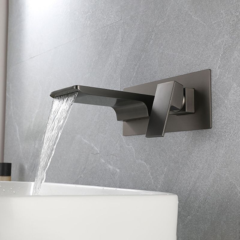 Square Single Handle Bathroom Faucet Single Hole Wall Mounted Bathroom Faucet