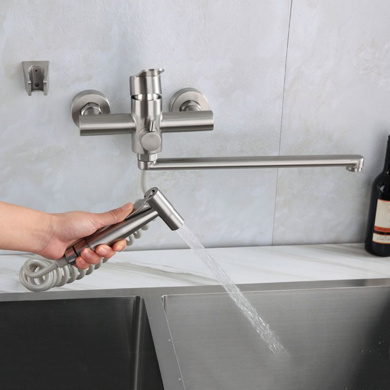 2-Handle 2-Function Water Filler Pull down Kitchen Faucet with Pull out Side Sprayer