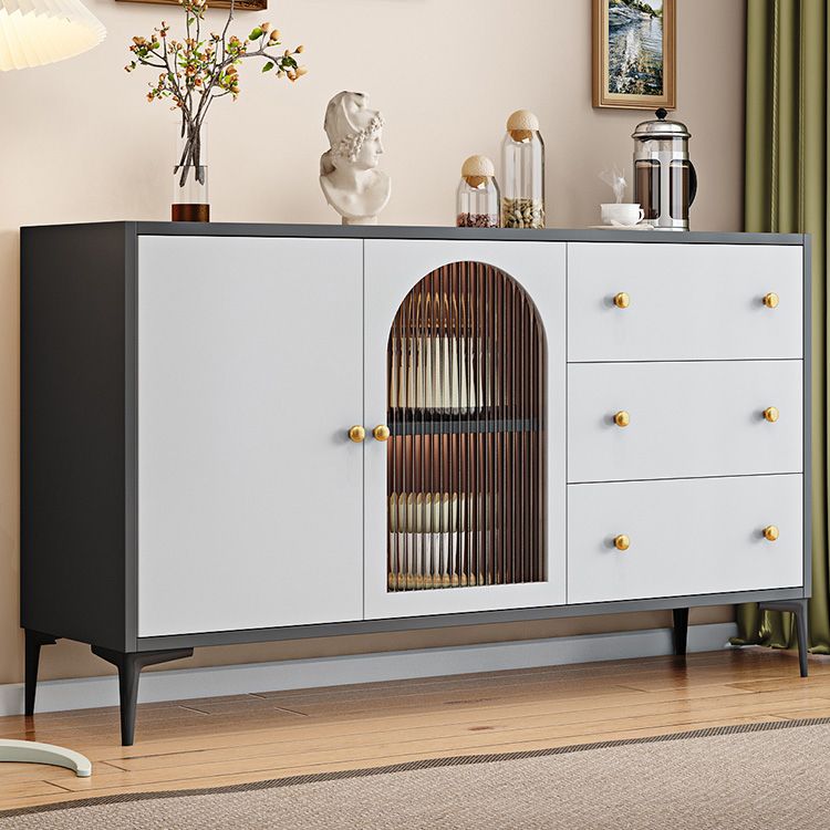 Modern Sideboard Cabinet Faux Wood Sideboard Table with Doors for Dining Room