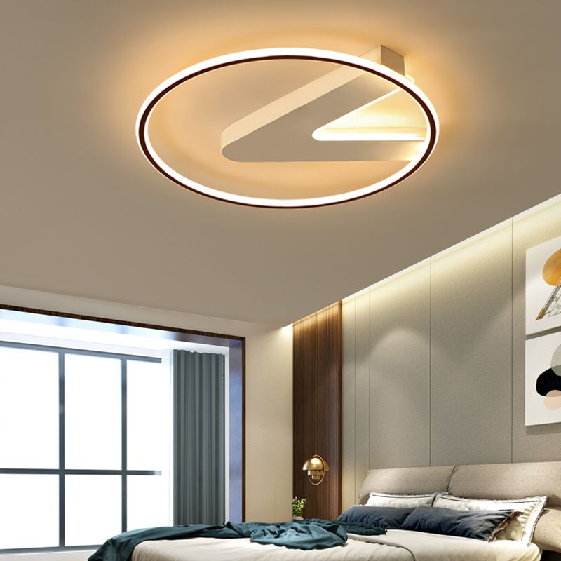 Modern Metal Flush Mount Circular Shape LED Ceiling Light with Acrylic Shade for Bedroom