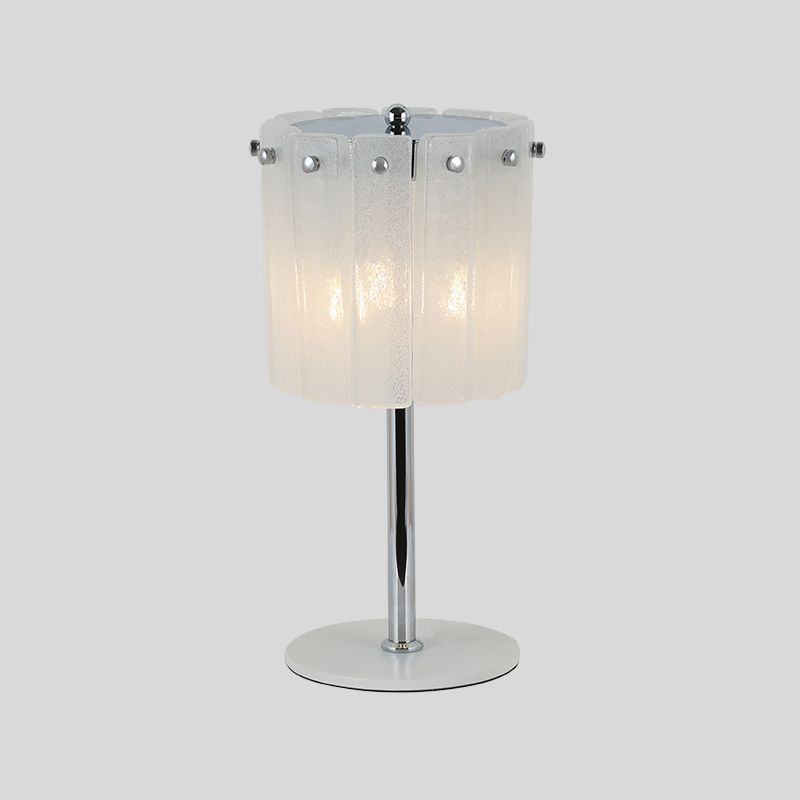 Contemporary 3 Heads Desk Light Chrome Drum Night Table Lamp with Crystal Crystal Bar Shade