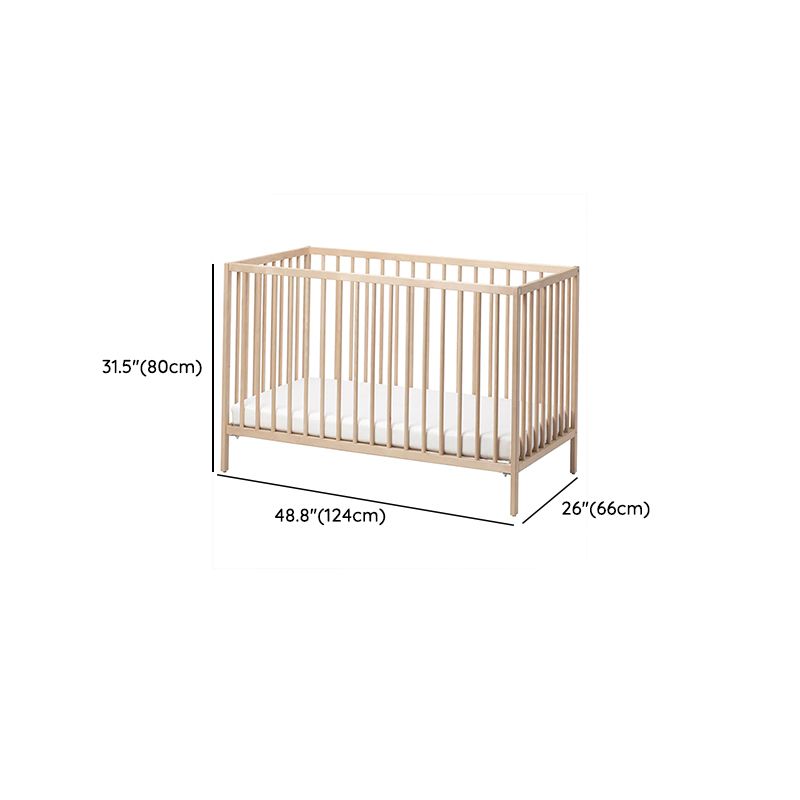 Traditional Nursery Crib with Adjustable Height in Natural Wood