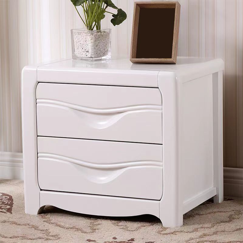 Solid Wood Nightstand Modern 2-drawer Bedside Cabinet for Living Room