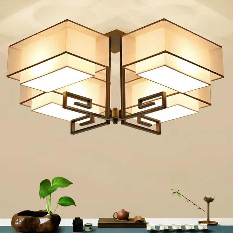 4-Lights Modern Style Flush Mount Fabric Ceiling Light for Bedroom