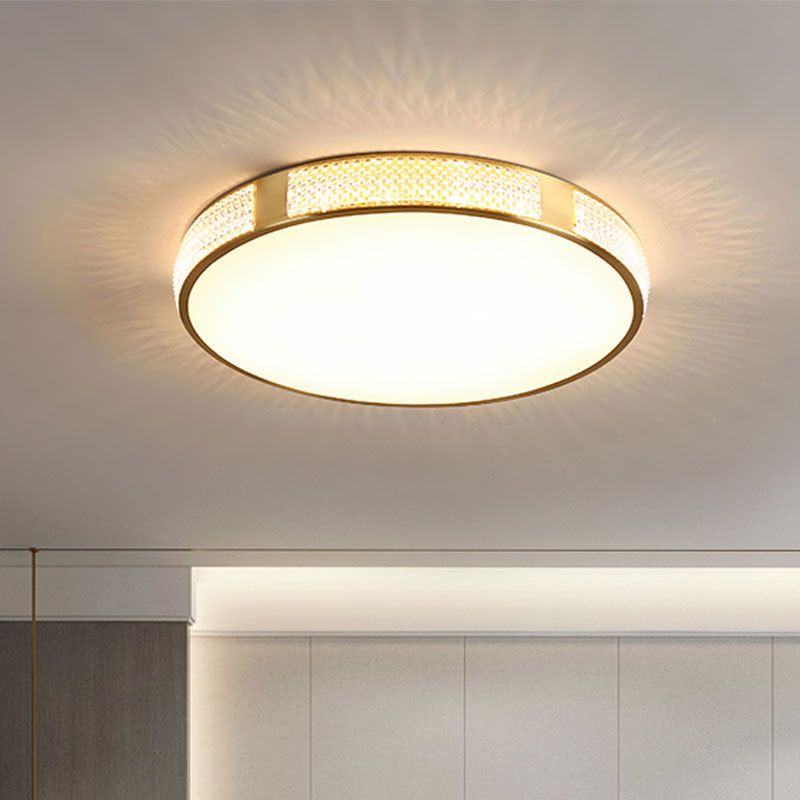 Contemporary Flush Light Brass and Acrylic Ceiling Lighting for Bedroom