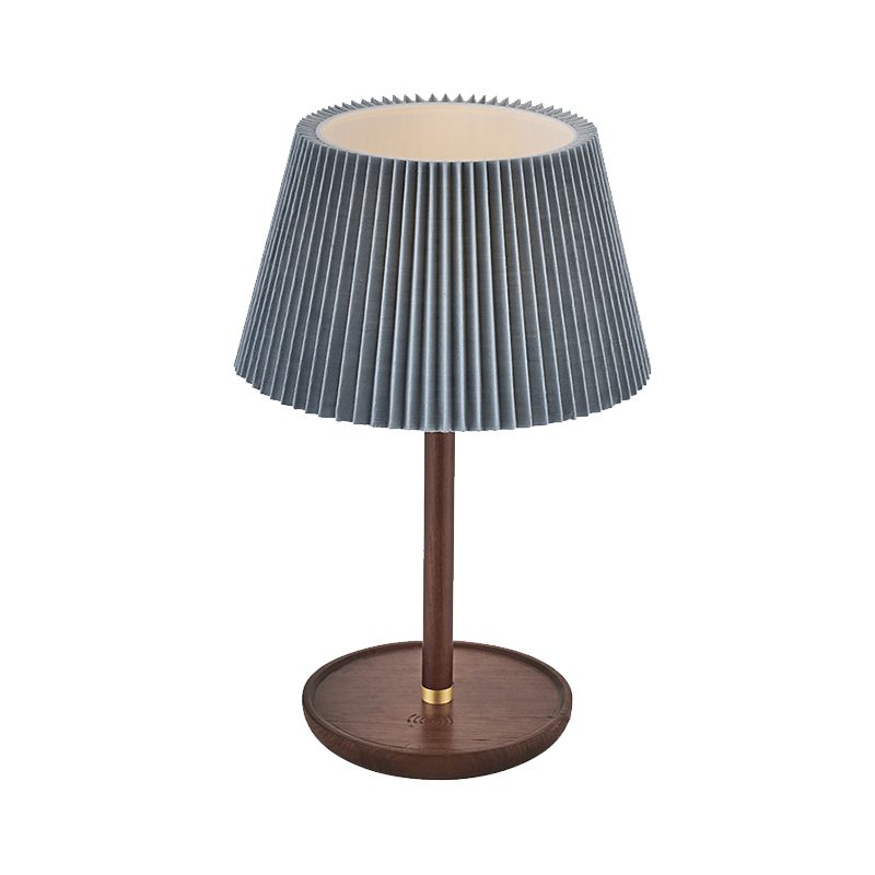 1 Bulb Living Room Table Lamp Modernism Blue/White Desk Light with Flared Fabric Shade