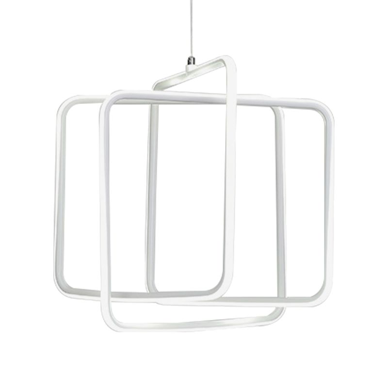 Minimalist Square LED Chandelier Light Acrylic Dining Room Drop Pendant in Warm/White Light