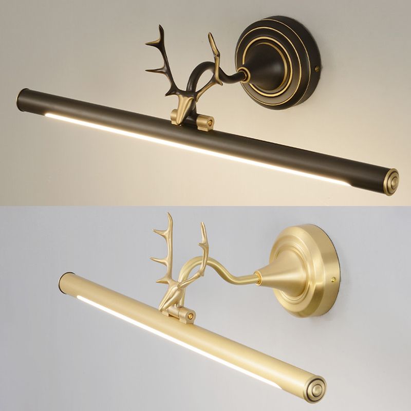 Modern Minimalist Style Streamlined Wall Mounted Vanity Lights Copper Vanity Wall Light Fixtures with Antlers