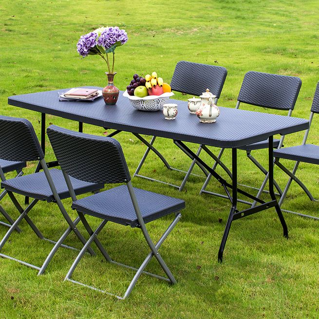 Contemporary Style Camping Table Rectangle Shape Plastic Water Resistant Table