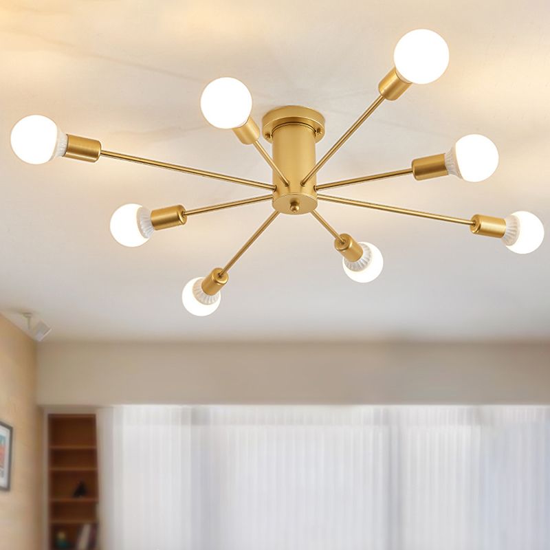 Modern Flush Mount Ceiling Light Golden Metal Lighting for Home