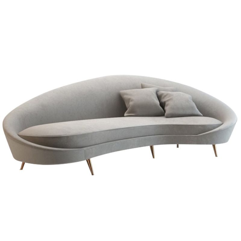 Sloped Arm Curved Sofa Wool Contemporary Moon Shape Sofa for Apartment