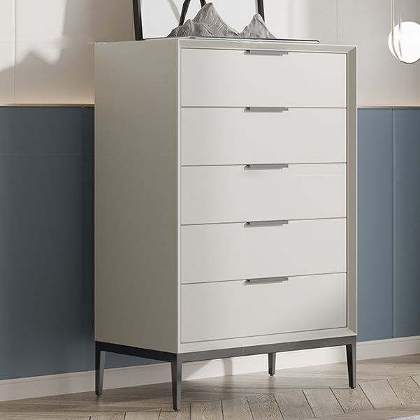 Leather Chest with Metal Legs Vertical Storage Chest with Drawers for Bedroom