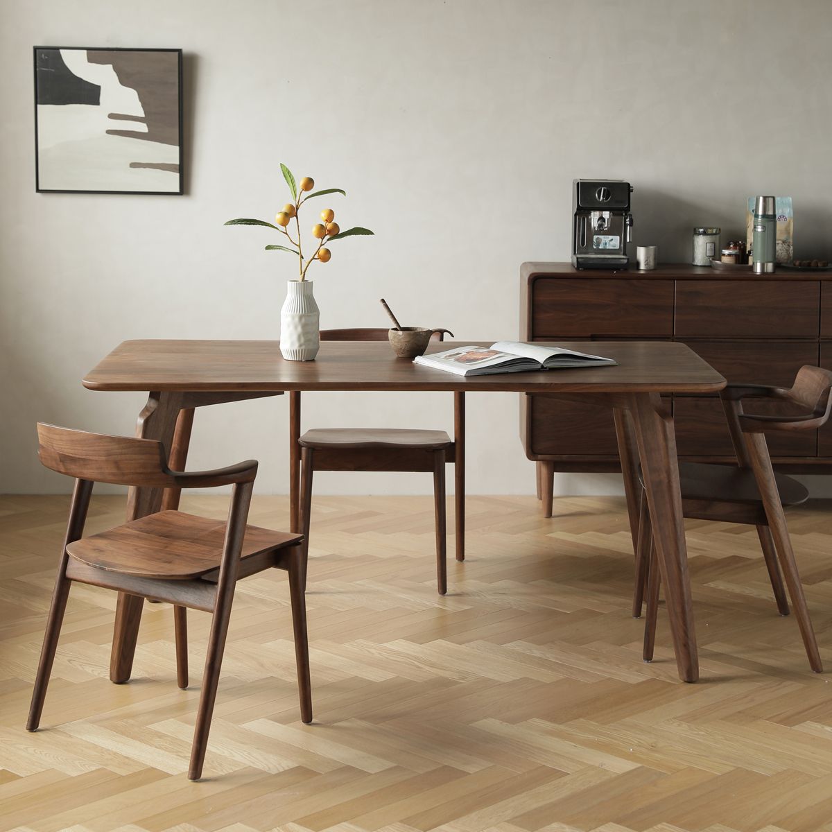 1/3/5 Pieces Modern Style Solid Wood Rectangle Dining Set for Home