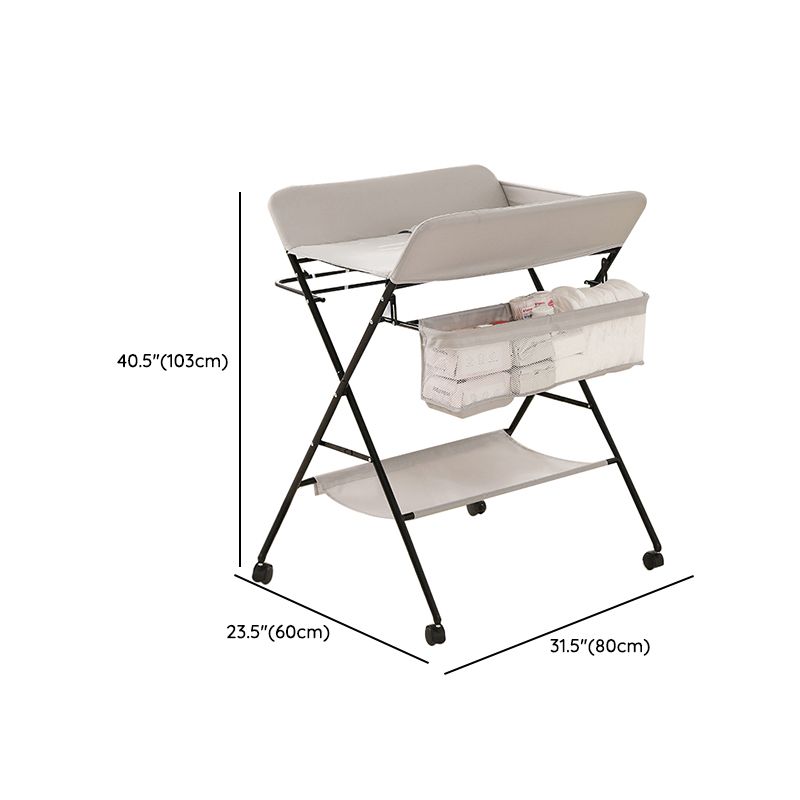 Modern Flat Top Baby Changing Table Metal Folding Changing Table with Safety Rails