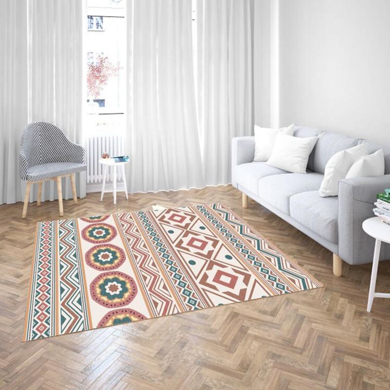 Marokkaanse woonkamer vloerkleed multi-kleuren geometrische print tapijt Synthetische anti-slip achtersterkte Stain resistent huisdiervriendelijk tapijt