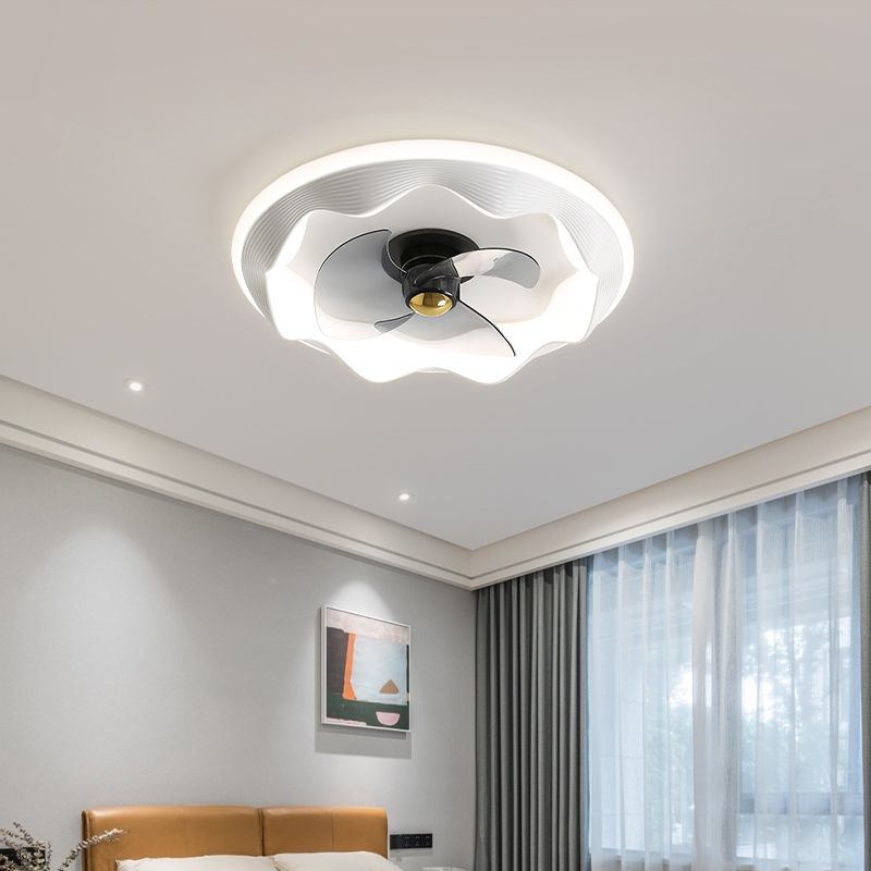 Circle Metal Ceiling Fan Lamp Simplicity LED Ceiling Mounted Lighting for Bedroom