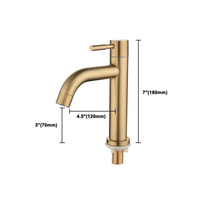 Circular Single Handle Bathroom Faucet Single Hole Vessel Sink Faucet in Brush Gold