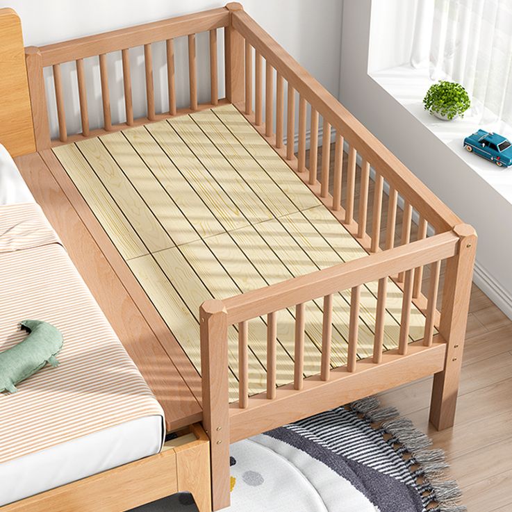 Contemporary Solid Wood Nursery Crib with Guardrail in Natural