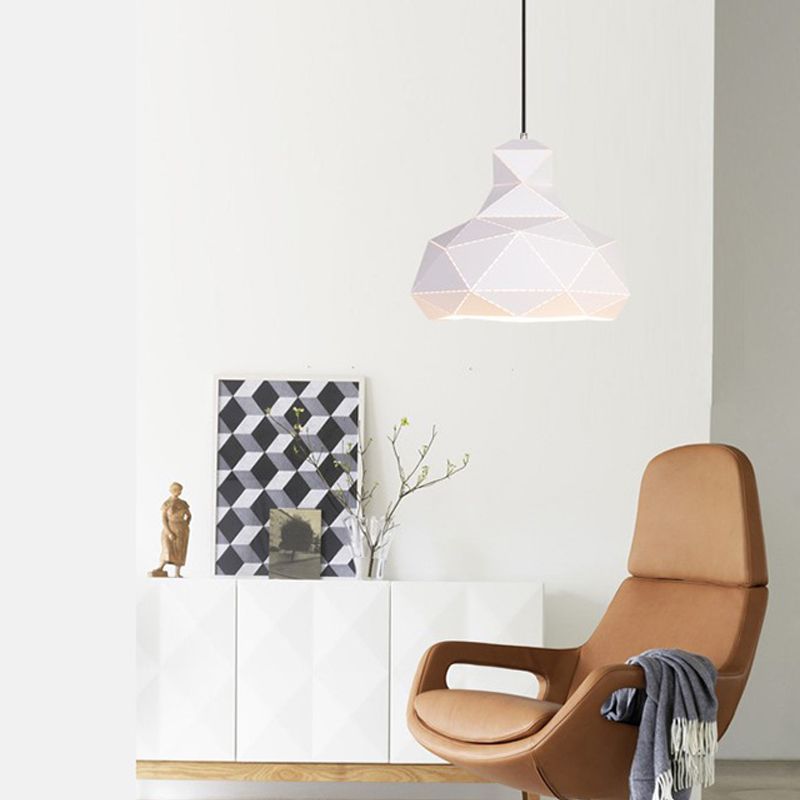 Hat Ceiling Lighting Contemporary Metal 1 Head White/Pink/Blue Suspension Pendant Light, 12"/15" Wide