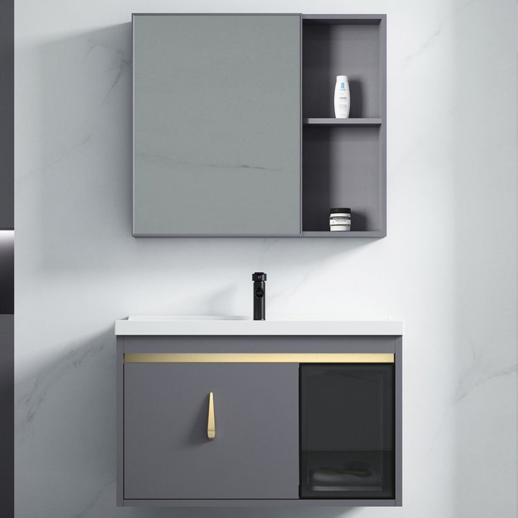 Contemporary Gray Vanity Sink Wall Mounted Bathroom Vanity Cabinet