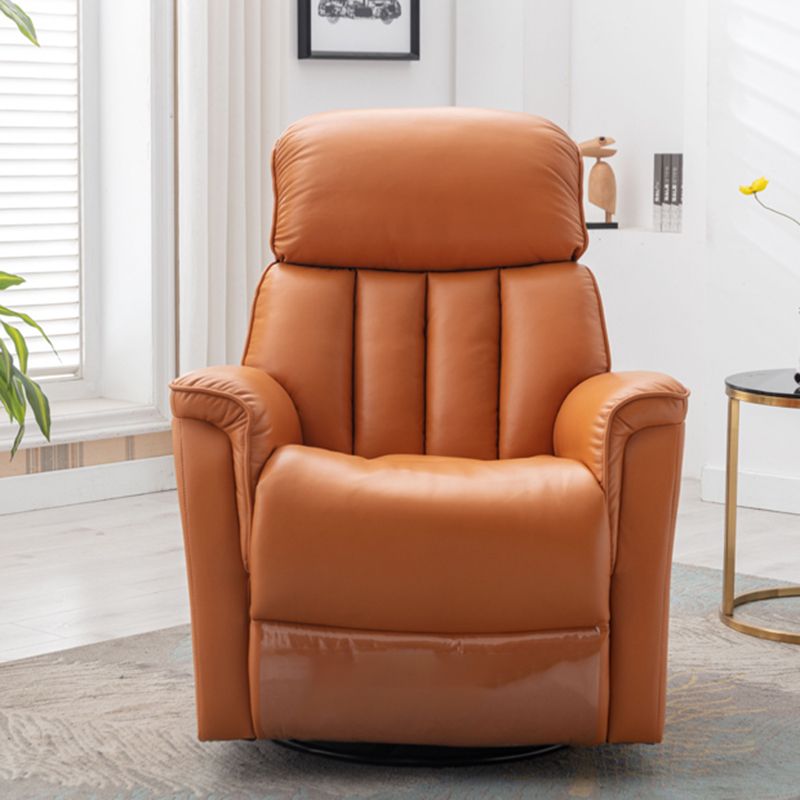 Swivel Rocker Standard Recliner Solid Color Faux Leather Recliner Chair