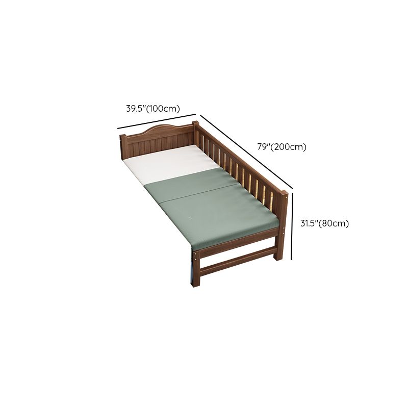 Traditional Wooden Baby Crib in Coffee Solid Wood with Guardrail