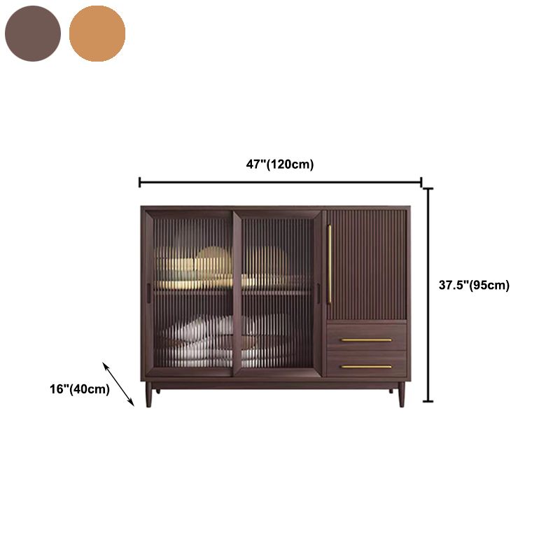 Modern Solid Wood Display Cabinet Glass Door Storage Cabinet with Drawers