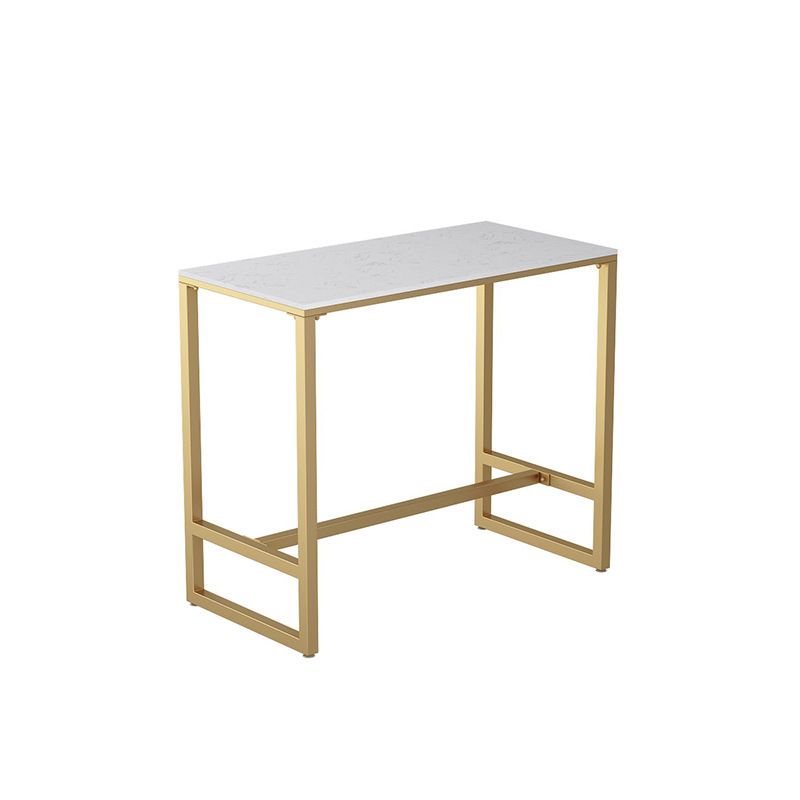 Contemporary Stone Trestle Counter Table Bistro Bar Height Cocktail Table in Gold