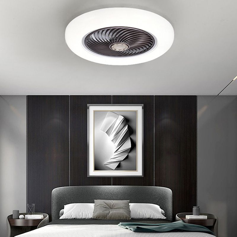 Donut Shaped Acrylic Semi Mount Lighting Simple Style LED Ceiling Fan for Dining Room