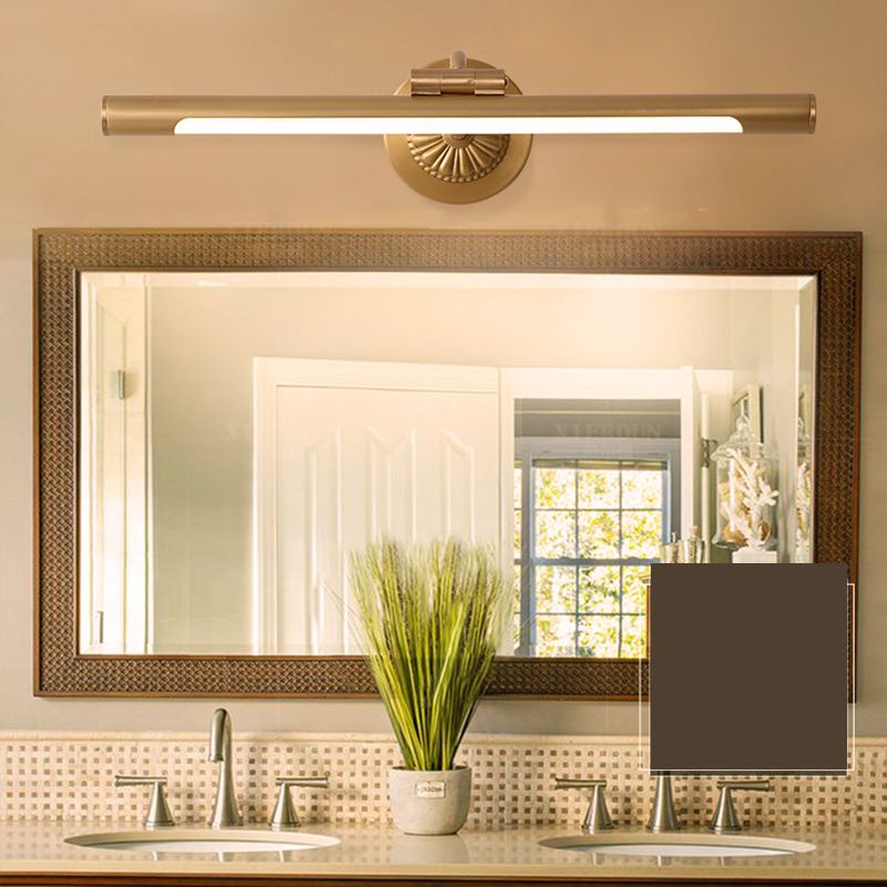 Luz de espejo recto de latón estilo americano 1 lámpara de pared ligera para el baño