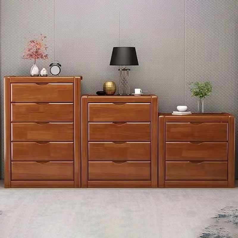 Modern 15.74" Wide Accent Chest Brown Rubberwood Chest with Drawers