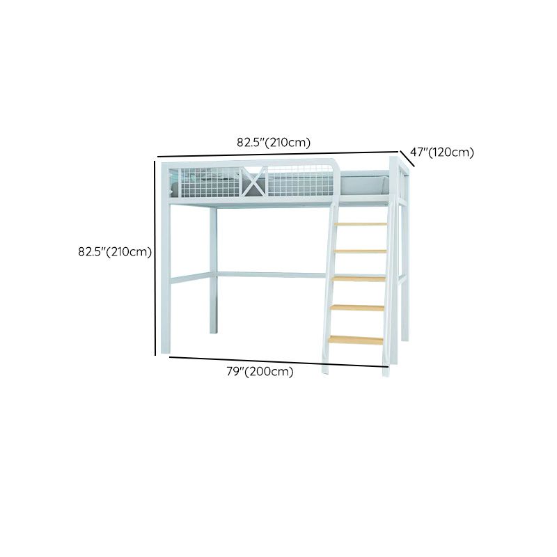 Metal Loft Bed Contemporary Kids Bed with Open Frame Headboard