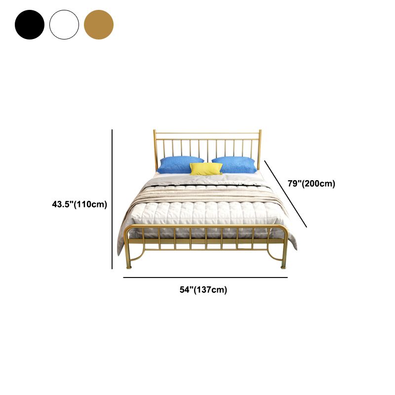 Modern Rectangular Bed Metal Legs Bed with Upholstered Headboard