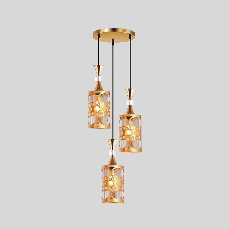 Gold Cutouts Hanging Light Fixture Modern Stylish Glass Pendant Lamp for Dining Room