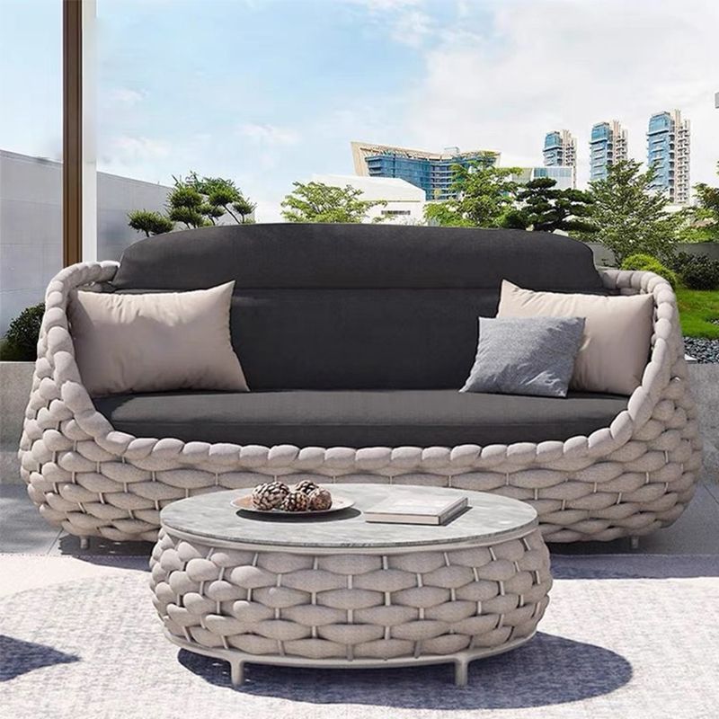 Steel Frame Patio Sofa Modern Outdoor Sofa with Sponge Cushion