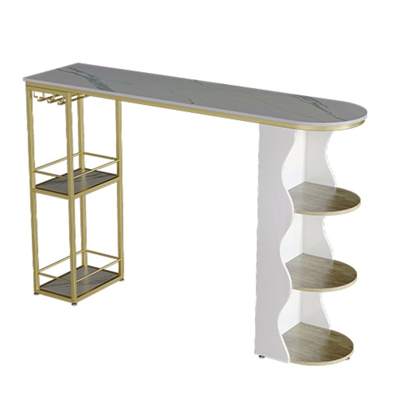 Stone Bar Dining Table Modern Bar Table with Double Pedestal for Kitchen