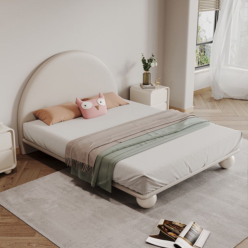 Contemporary White Solid Wood Standard Bed with Panel Headboard