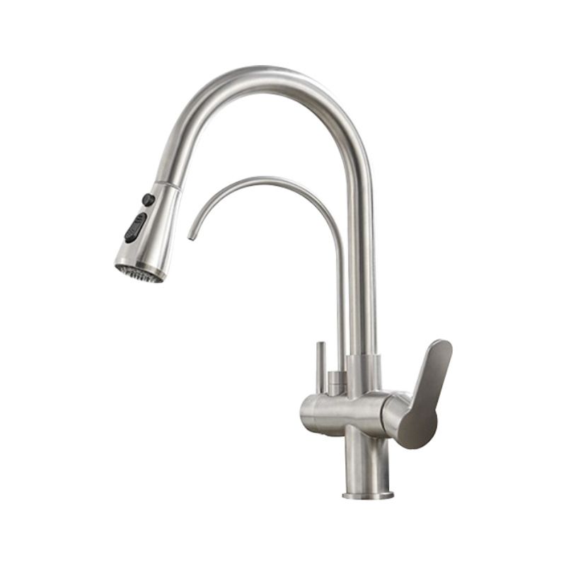 Modern 2-Handle Kitchen Faucet with Sprayer and Water Dispenser Bar Faucet